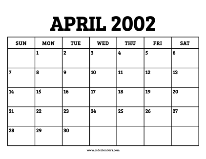 Calendar April 2002