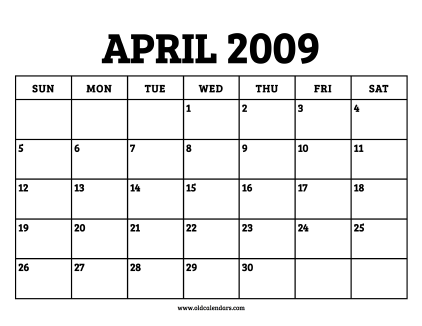 Calendar April 2009