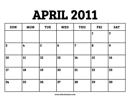 Calendar April 2011