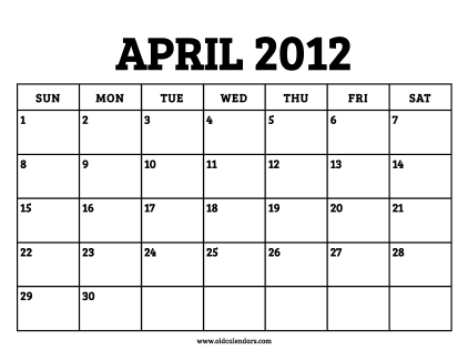 Calendar April 2012