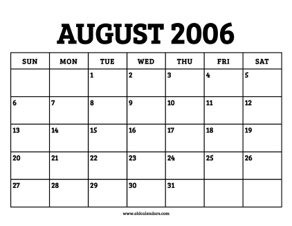 Calendar August 2006