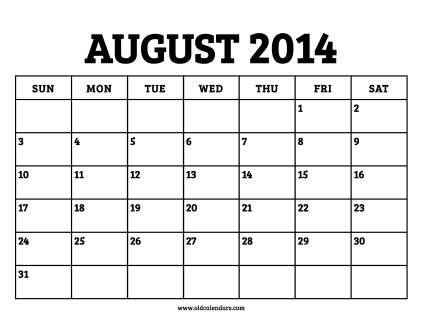 Calendar August 2014