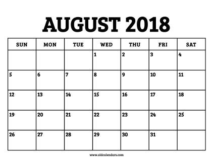 Calendar August 2018