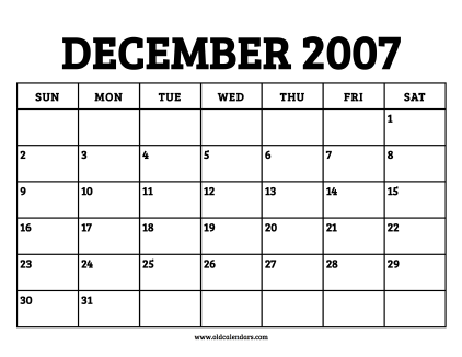 Calendar December 2007