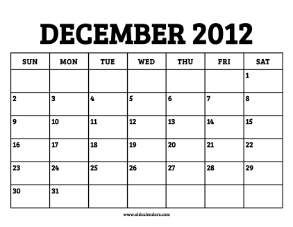 Calendar December 2012