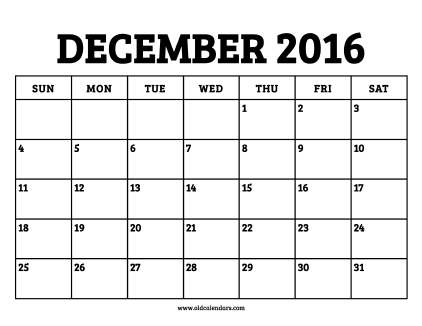 Calendar December 2016