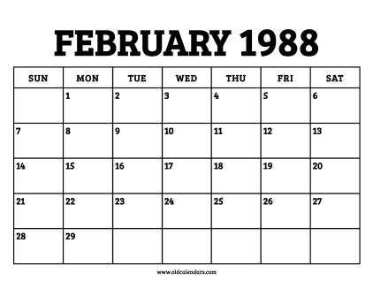 Calendar February 1988