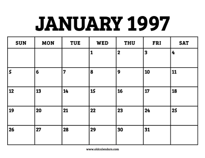 Calendar January 1997