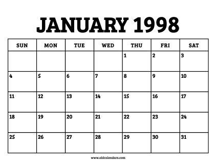 Calendar January 1998