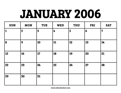 Calendar January 2006