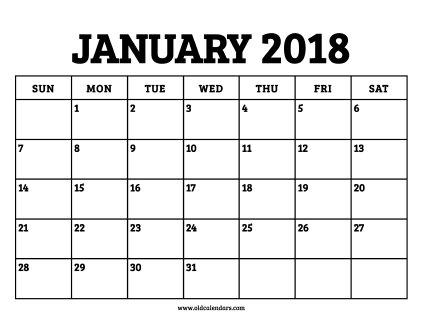 Calendar January 2018