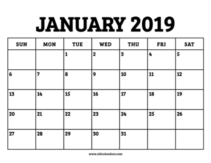 Calendar January 2019
