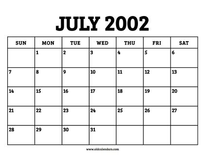 Calendar July 2002
