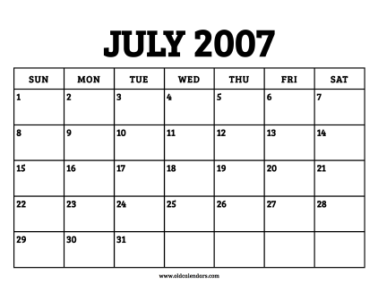 Calendar July 2007