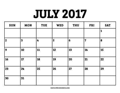 Calendar July 2017