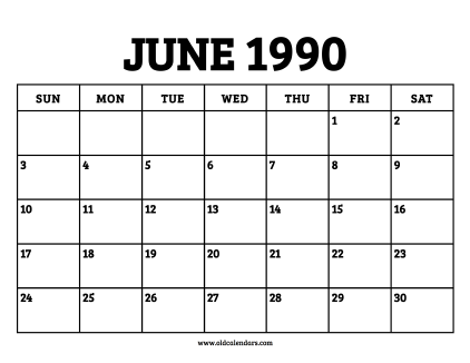 Calendar June 1990