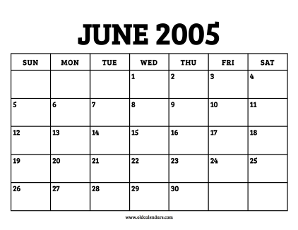 Calendar June 2005