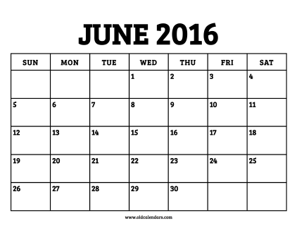 Calendar June 2016