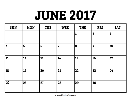 Calendar June 2017