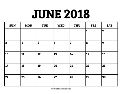 Calendar June 2018
