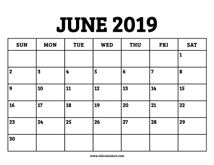 Calendar June 2019