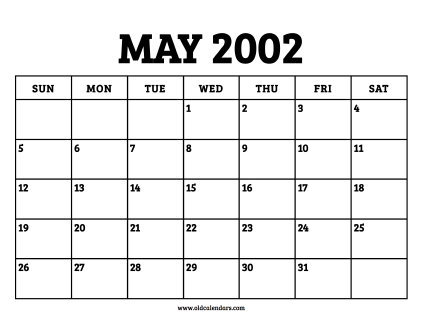 Calendar May 2002