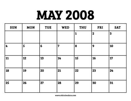 Calendar May 2008