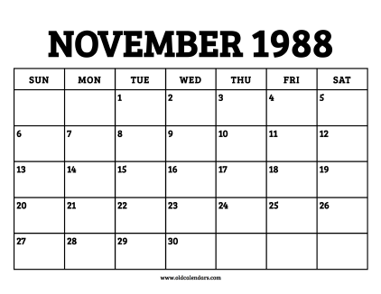 Calendar November 1988