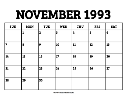 Calendar November 1993