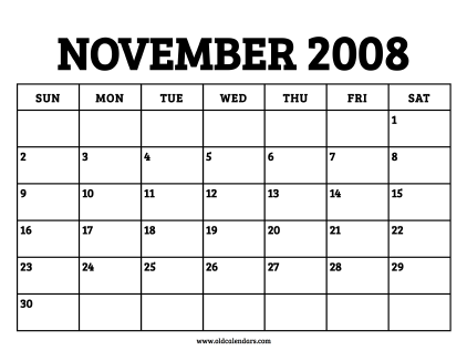 Calendar November 2008