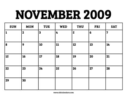 Calendar November 2009