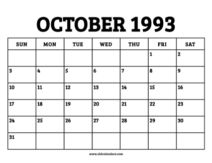 Calendar October 1993