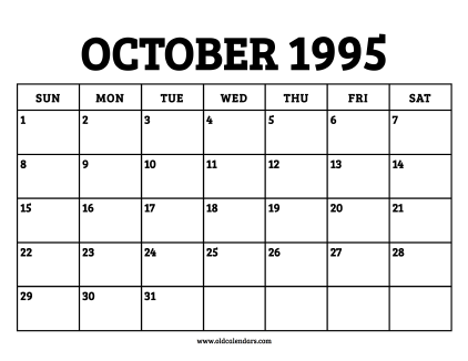 Calendar October 1995