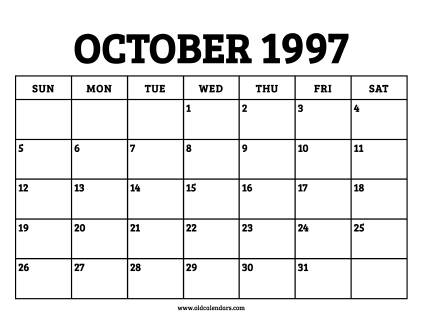 Calendar October 1997