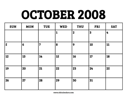 Calendar October 2008
