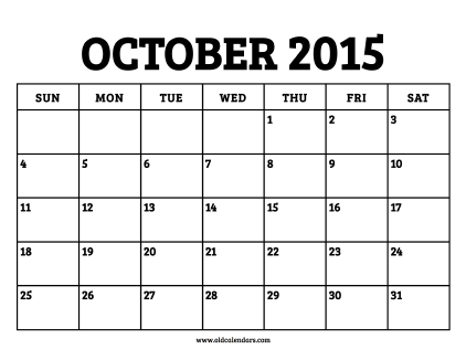 Calendar October 2015