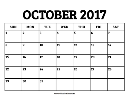 Calendar October 2017