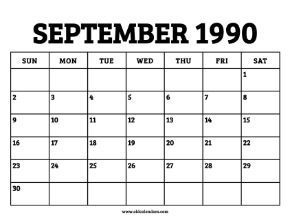 Calendar September 1990