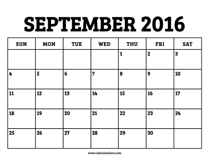 Calendar September 2016