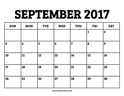 Calendar September 2017