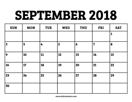 Calendar September 2018