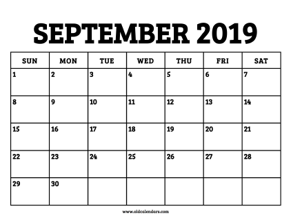Calendar September 2019