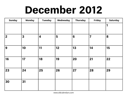 December 2012 Calendar