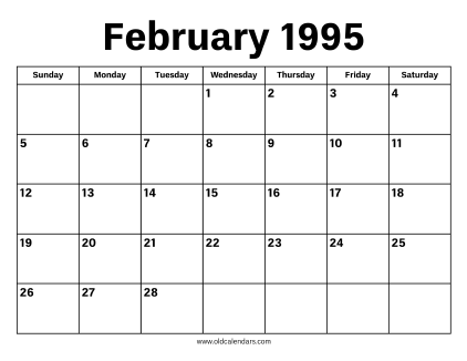 February 1995 Calendar
