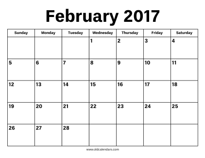 February 2017 Calendar