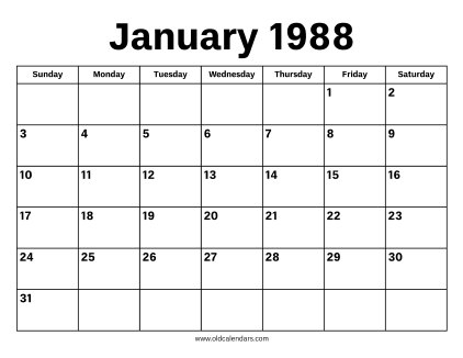 January 1988 Calendar