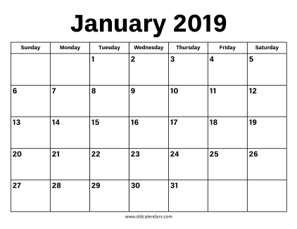 January 2019 Calendar