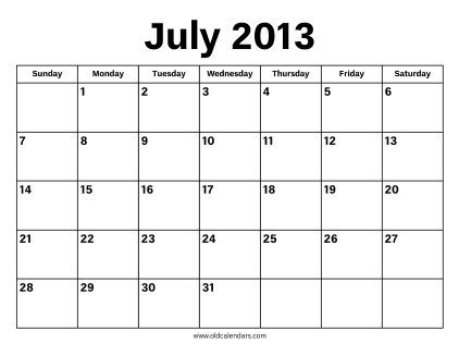 July 2013 Calendar