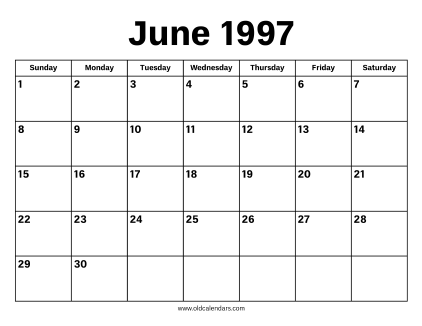 June 1997 Calendar