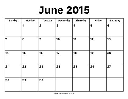 June 2015 Calendar